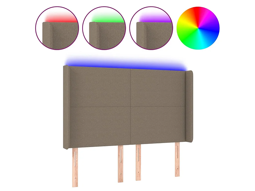 Hoofdbord LED 147x16x118/128 cm stof taupe