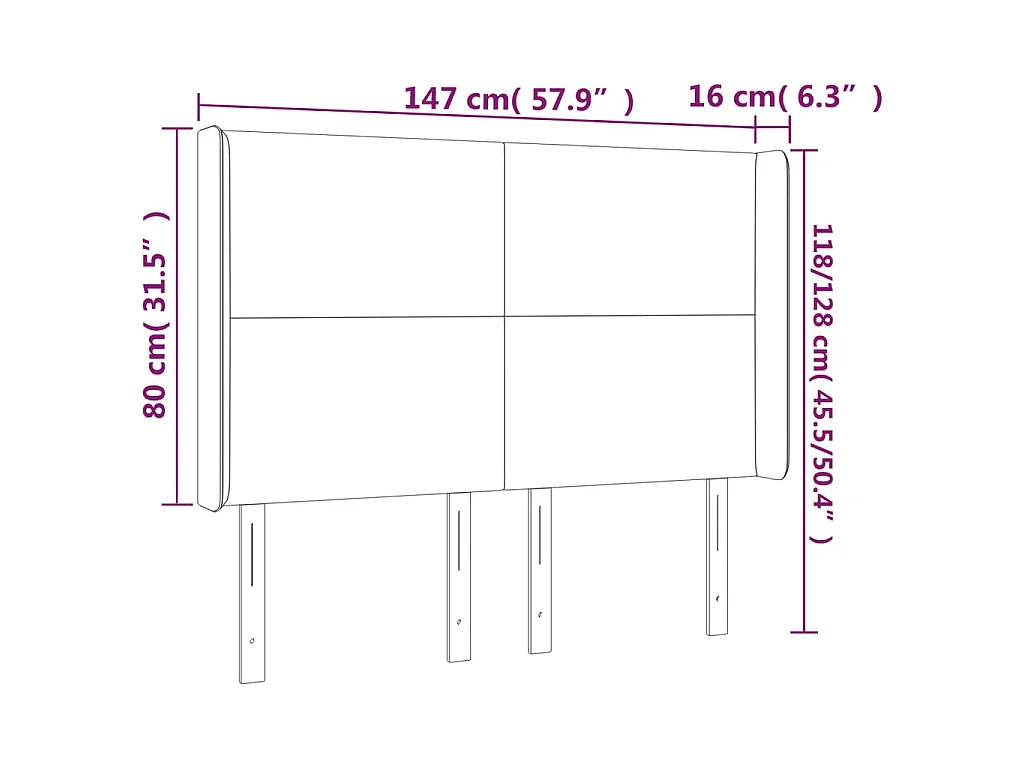 Hoofdbord LED 147x16x118/128 cm stof taupe