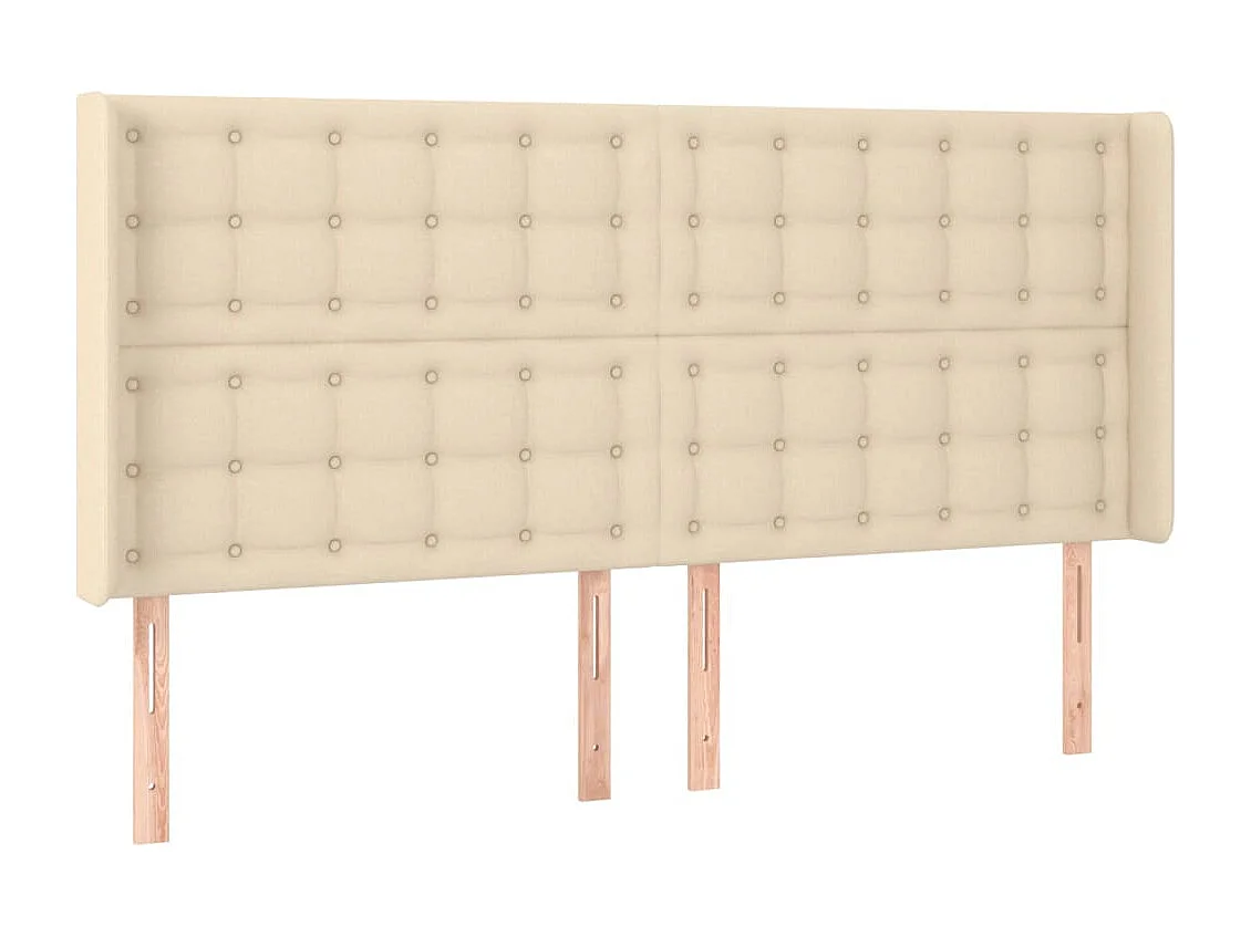Hoofdbord met randen 183x16x118/128 cm stof crèmekleurig