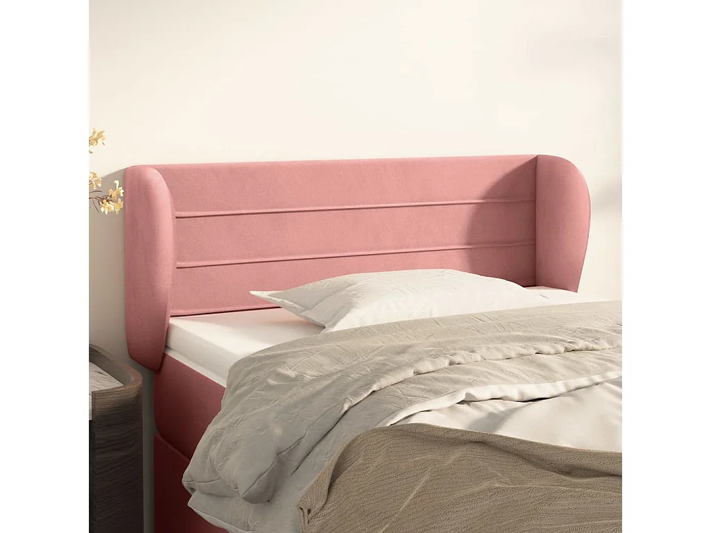 Kopfteil mit Ohren Rosa 93x23x78/88 cm Samt