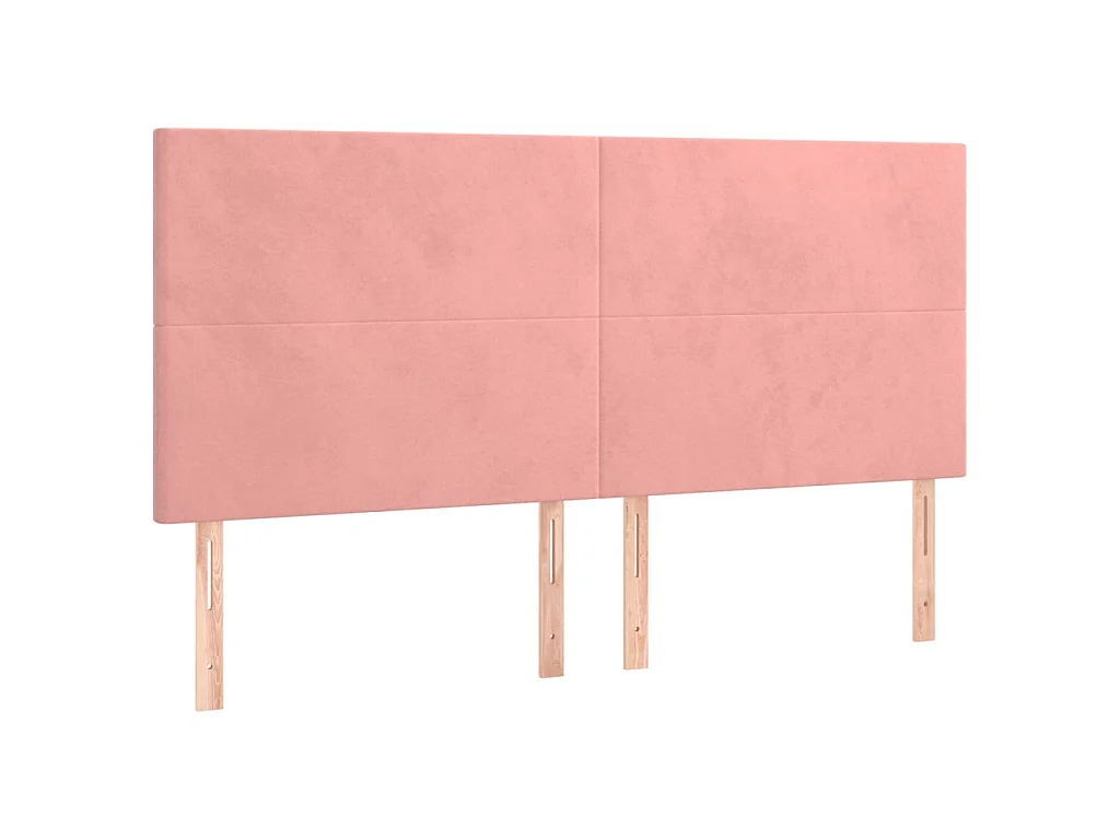 Cabeceira de cama c/ luzes LED veludo 160x5x118/128 cm rosa