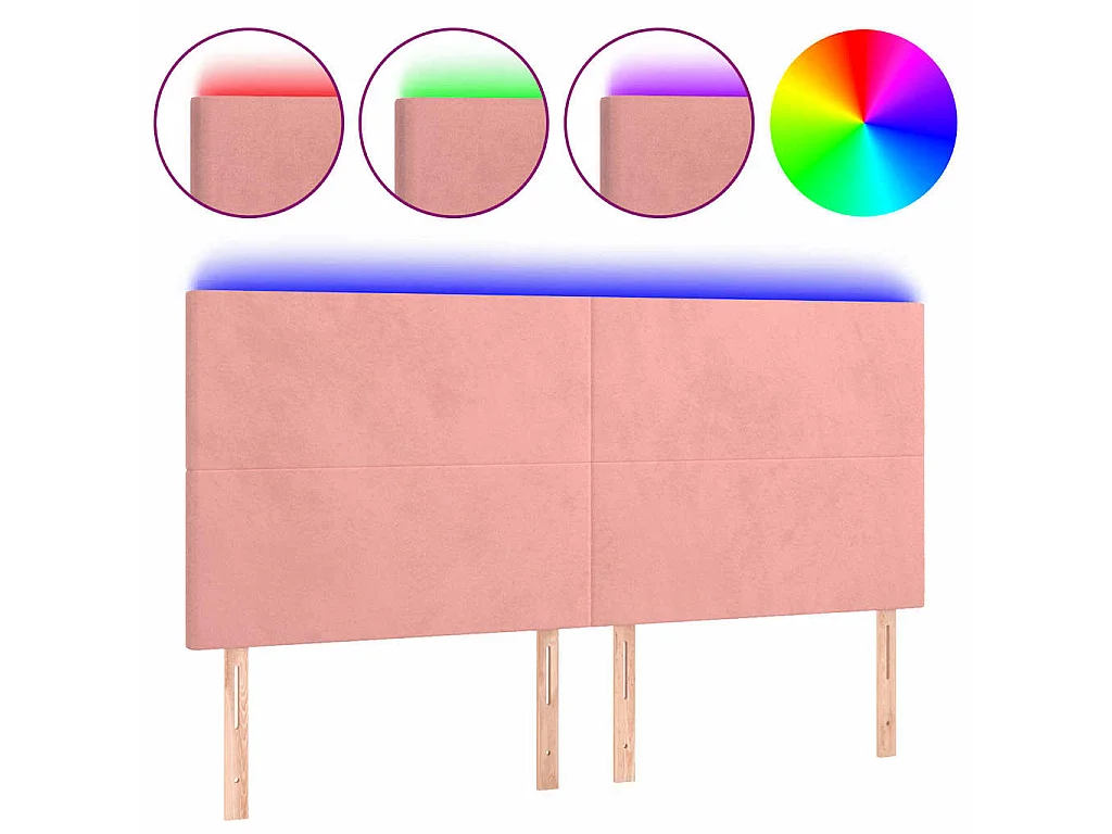 Hoofdbord LED 160x5x118/128 cm fluweel roze
