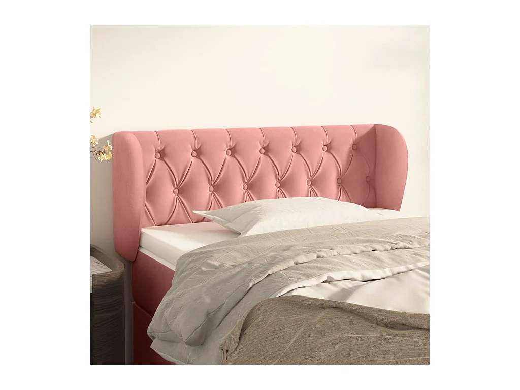Tête de lit avec oreilles Rose 103x23x78/88 cm Velours