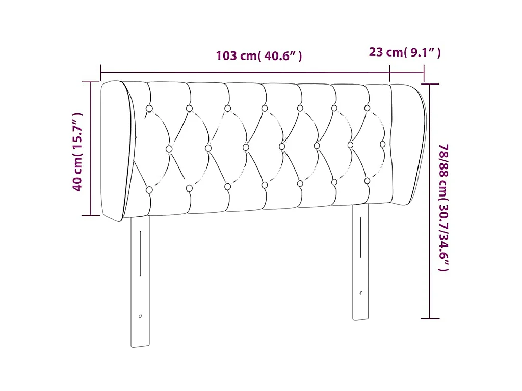 Tête de lit avec oreilles Rose 103x23x78/88 cm Velours