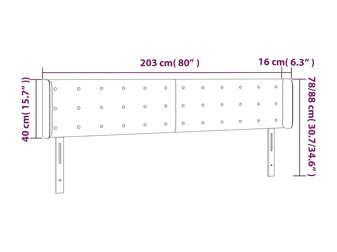 Hoofdbord LED 203x16x78/88 cm fluweel donkergroen
