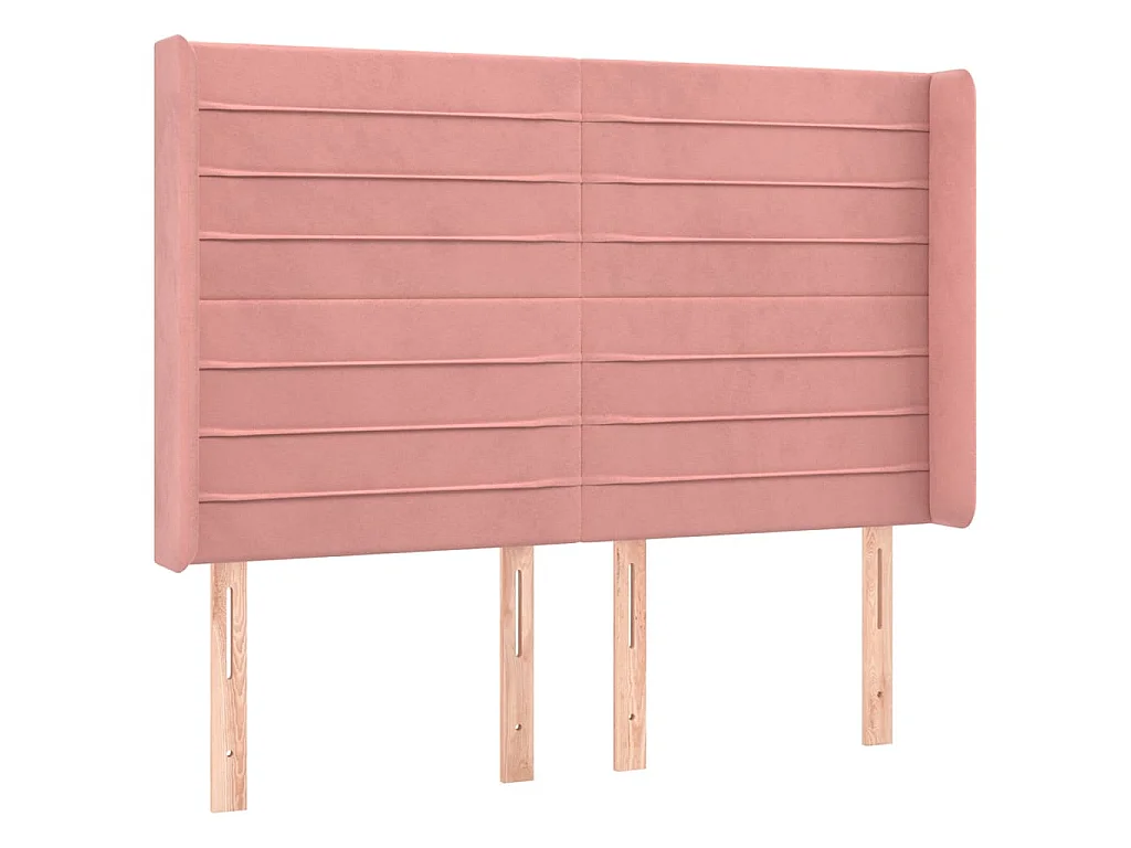 Tête de lit avec oreilles Rose 147x16x118/128 cm Velours