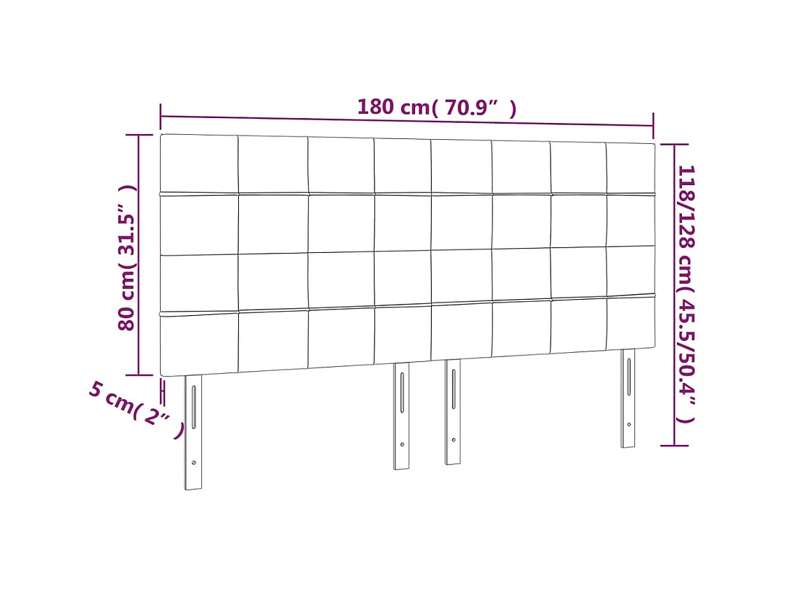 Tête de lit Crème 180x5x118/128 cm Tissu