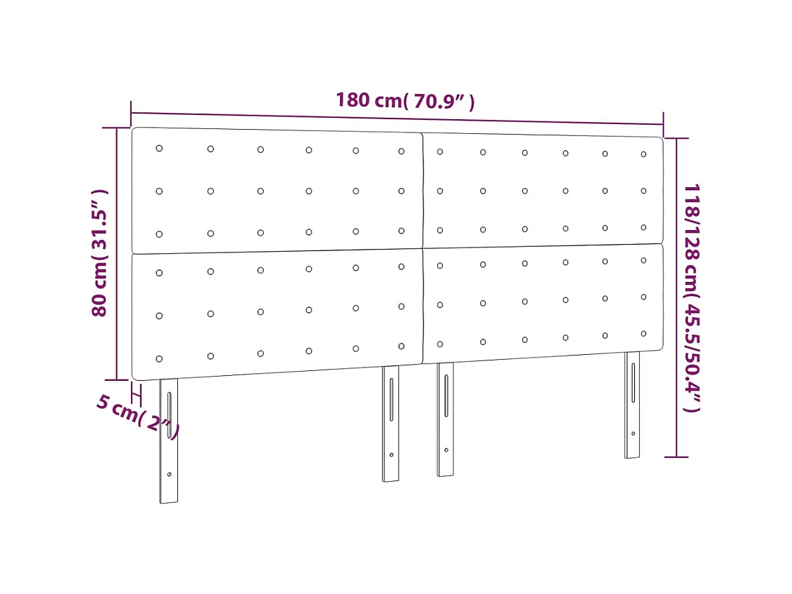 Têtes de lit 4 pcs Crème 90x5x78/88 cm Tissu