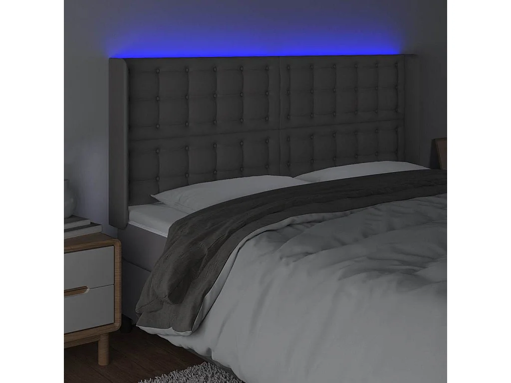 Tête de lit à LED Gris 163x16x118/128 cm Similicuir