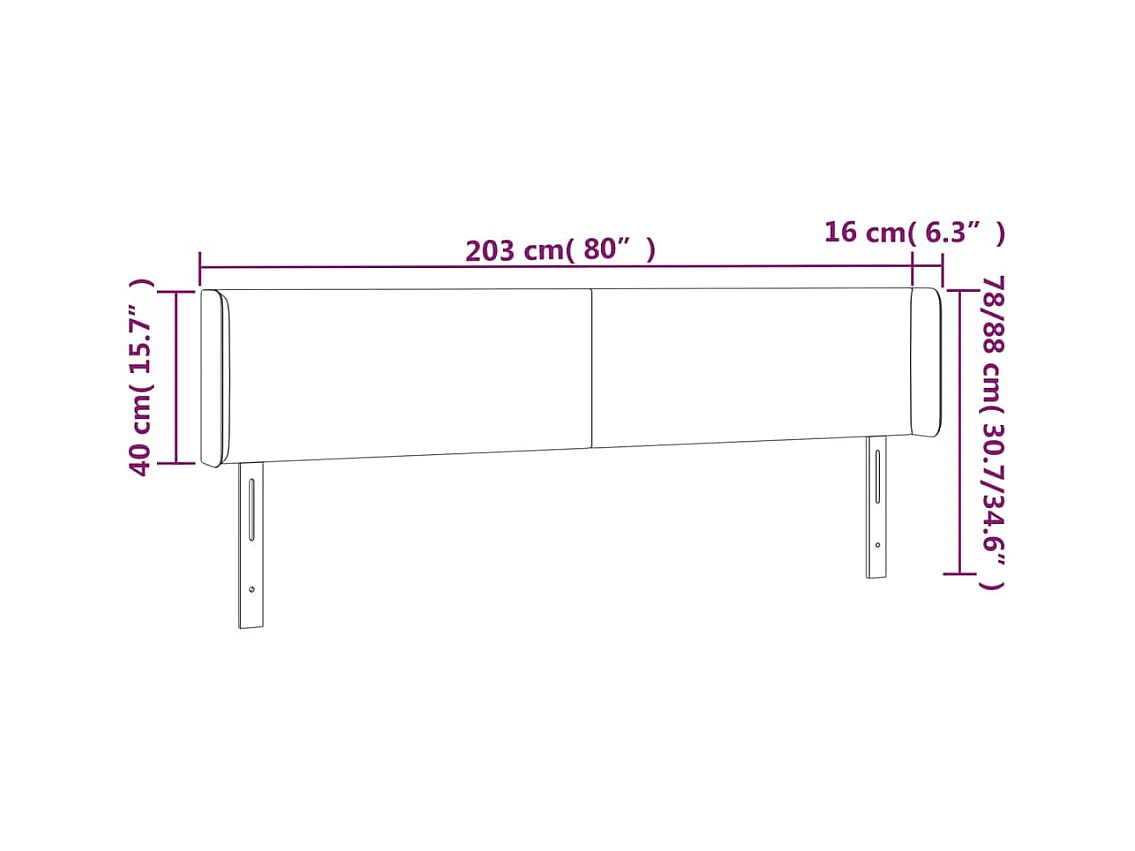 LED Kopfteil Blau 203x16x78/88 cm Stoff