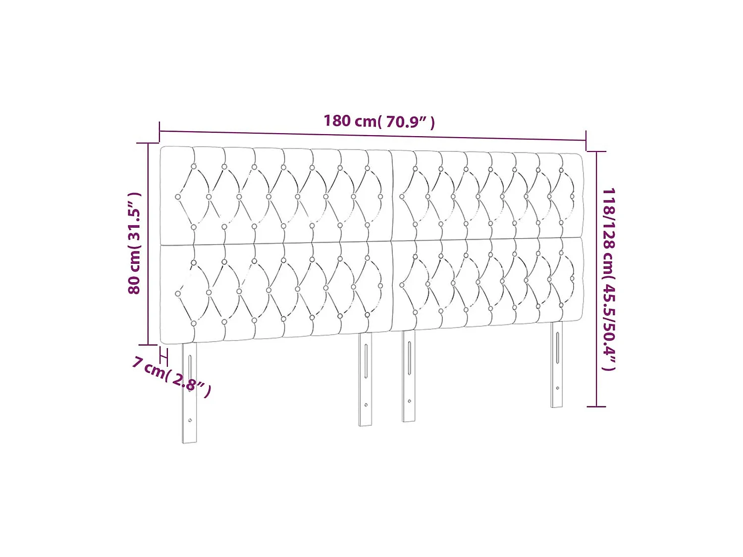 Kopfteile 4 Stk. Dunkelblau 90x7x78/88 cm Samt