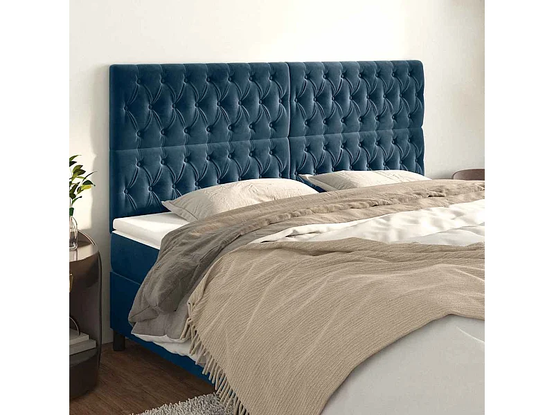 Tête de lit Bleu foncé 180 x 7 x 118/128 cm Velours