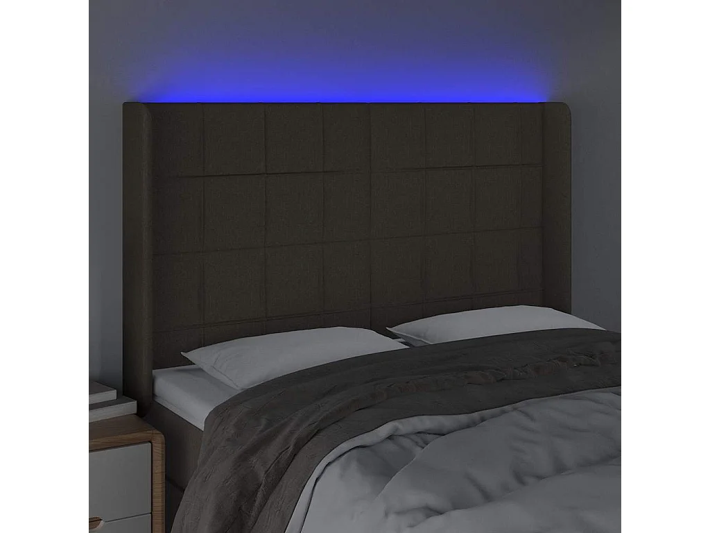 Tête de lit à LED Taupe 147x16x118/128 cm Tissu