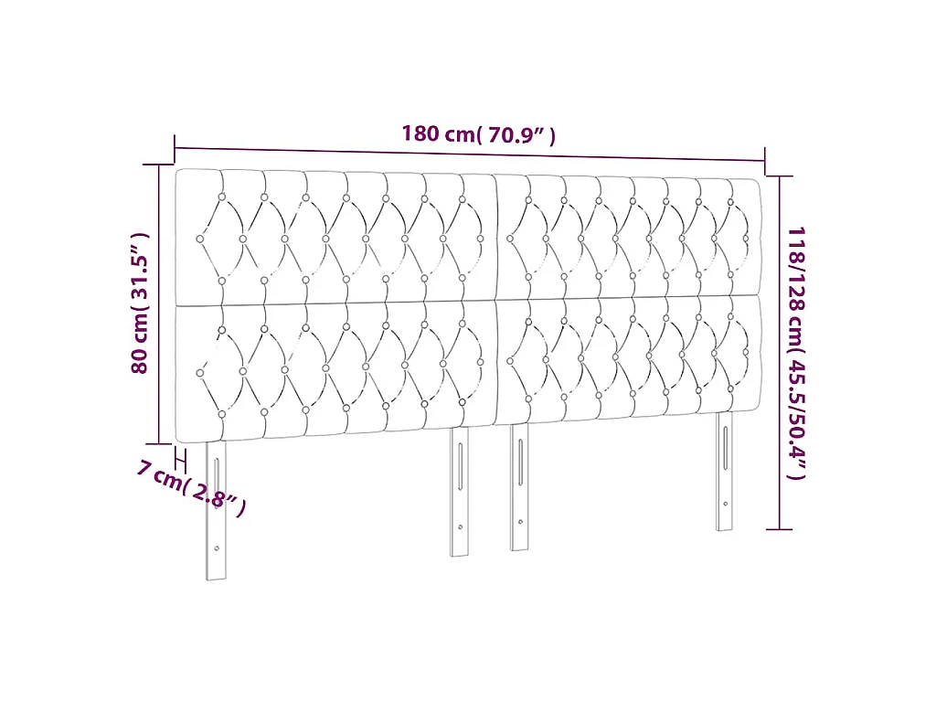 LED Kopfteil Dunkelblau 180x7x118/128 cm Samt