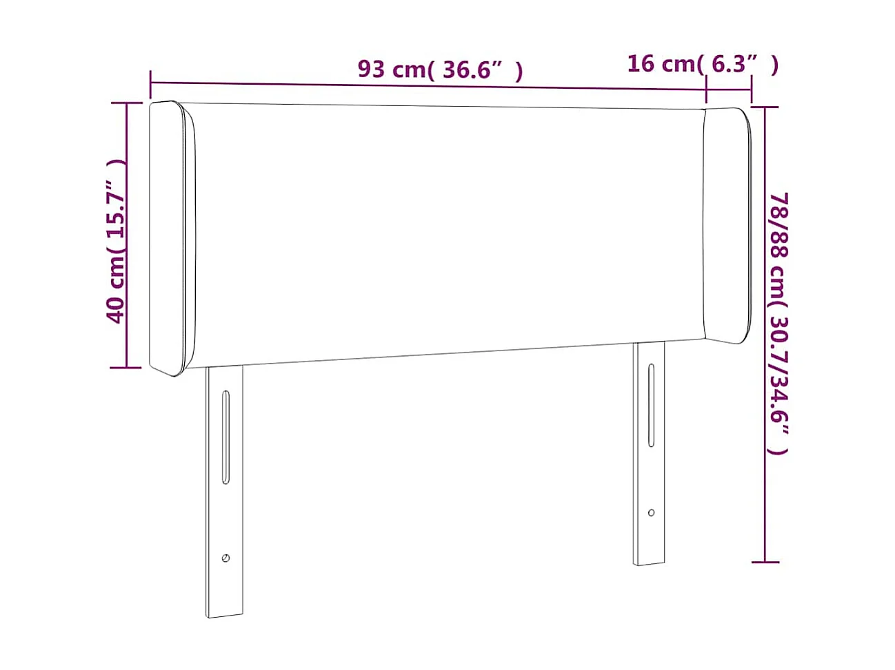 Hoofdbord LED 93x16x78/88 cm fluweel donkergroen