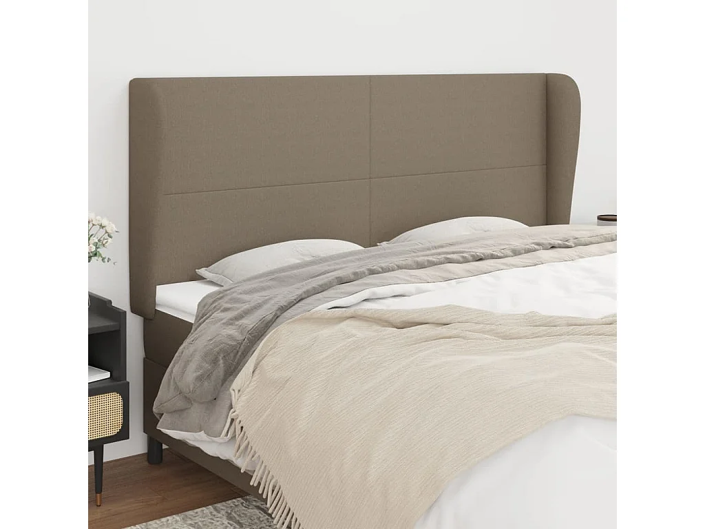 Kopfteil mit Ohren Taupe 203x23x118/128 cm Stoff