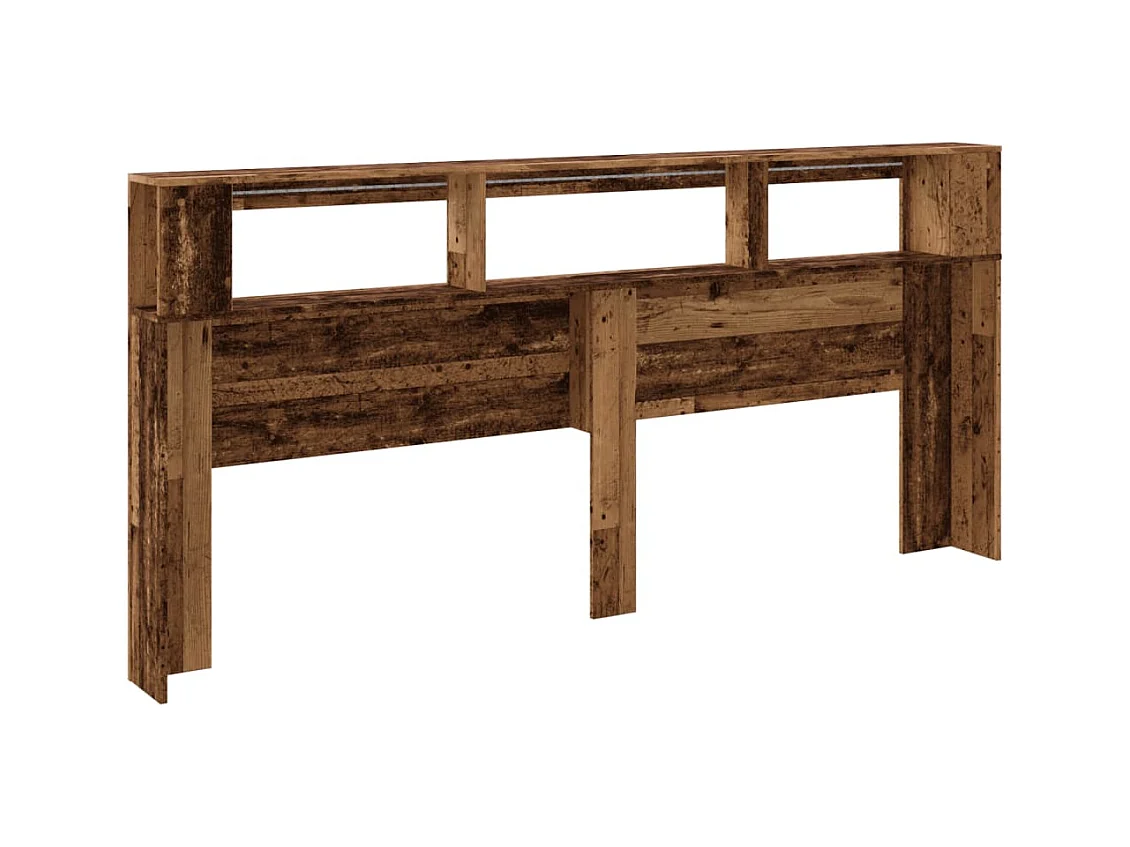 Tête de lit à LED vieux bois 220x18,5x103,5cm bois d'ingénierie