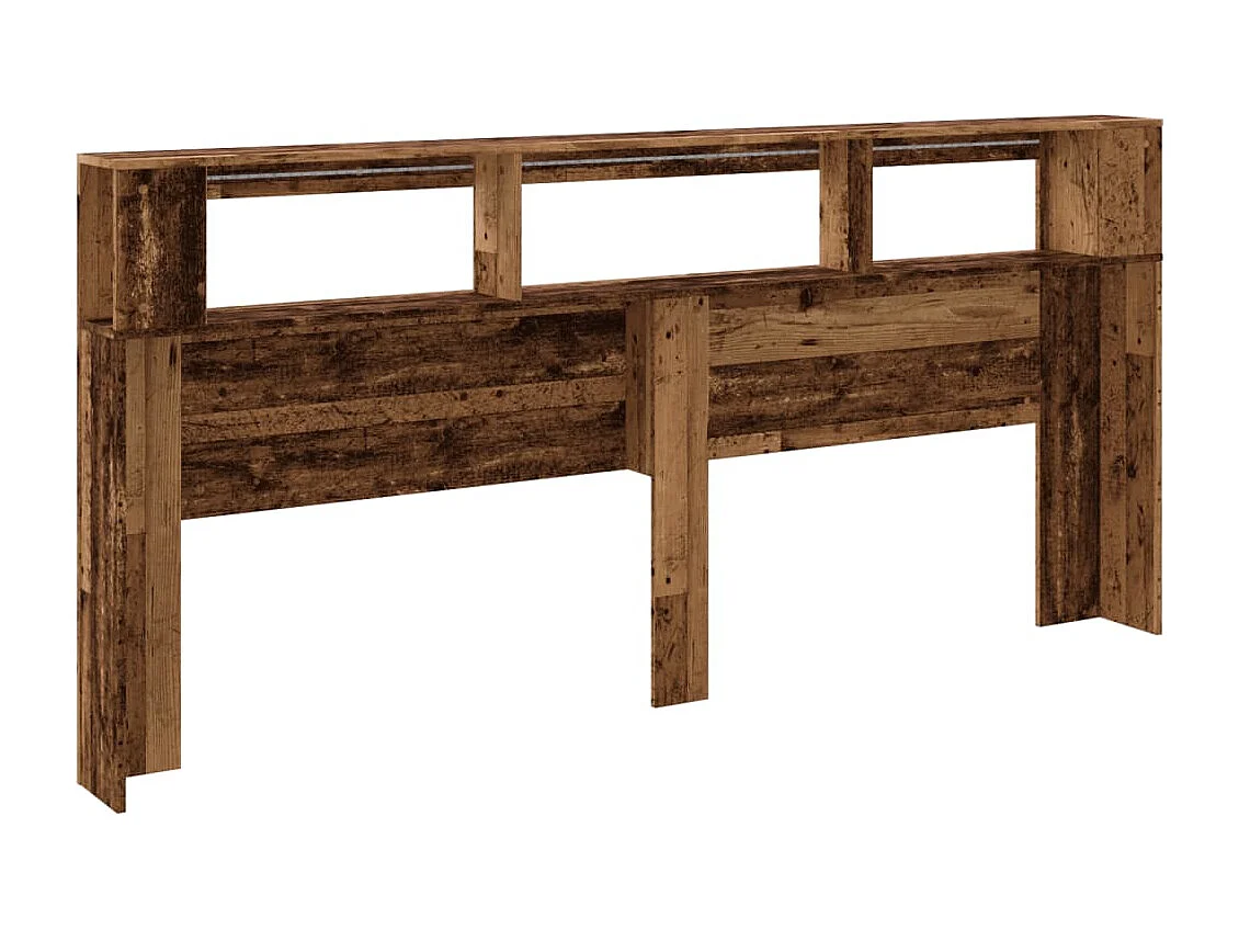 LED-Kopfteil Altholz-Optik 220x18,5x103,5 cm Holzwerkstoff