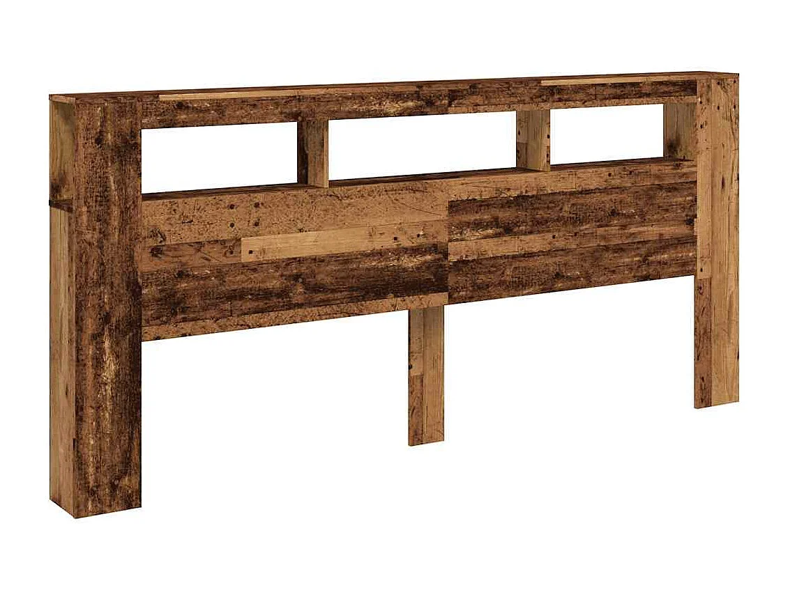 LED-Kopfteil Altholz-Optik 220x18,5x103,5 cm Holzwerkstoff
