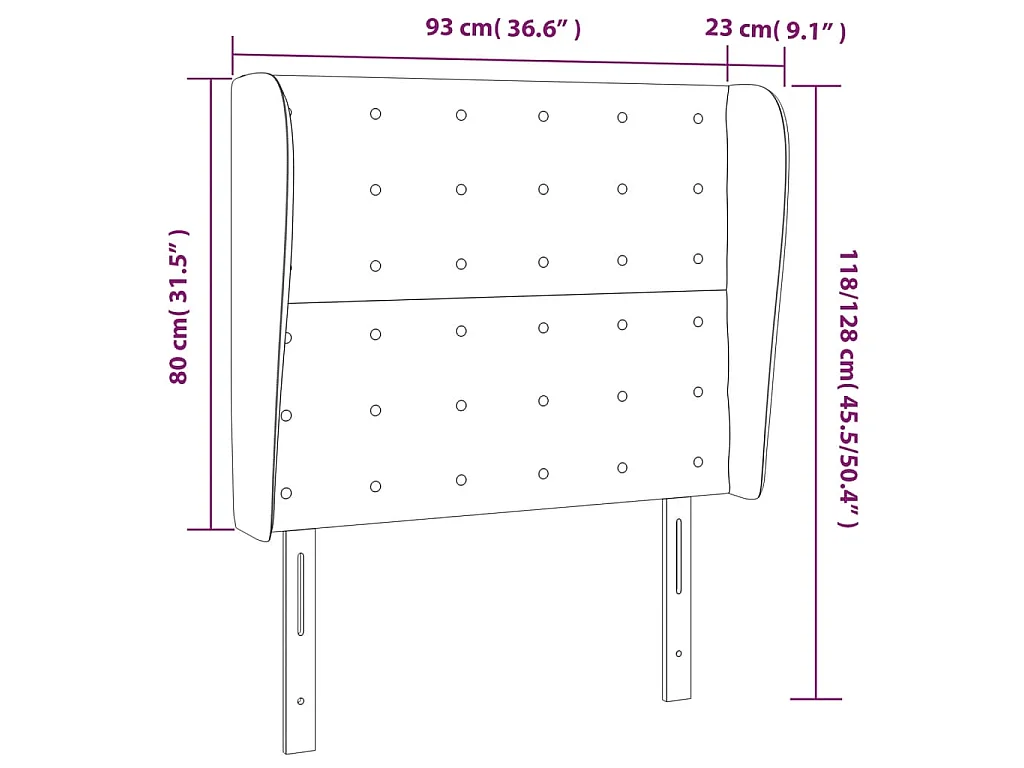 Testiera ad Orecchio Crema 93x23x118/128 cm in Tessuto