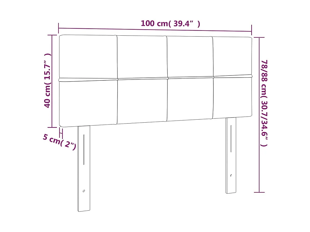Testiera a LED Crema 100x5x78/88 cm in Tessuto