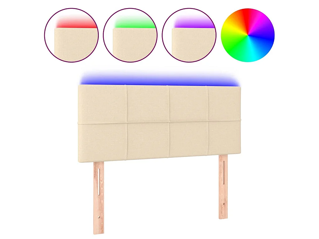 Tête de lit à LED Crème 100x5x78/88 cm Tissu