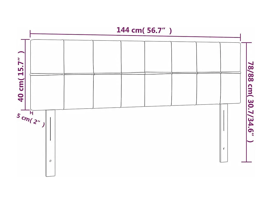Testiere 2 pz Tortora 72x5x78/88 cm in Tessuto