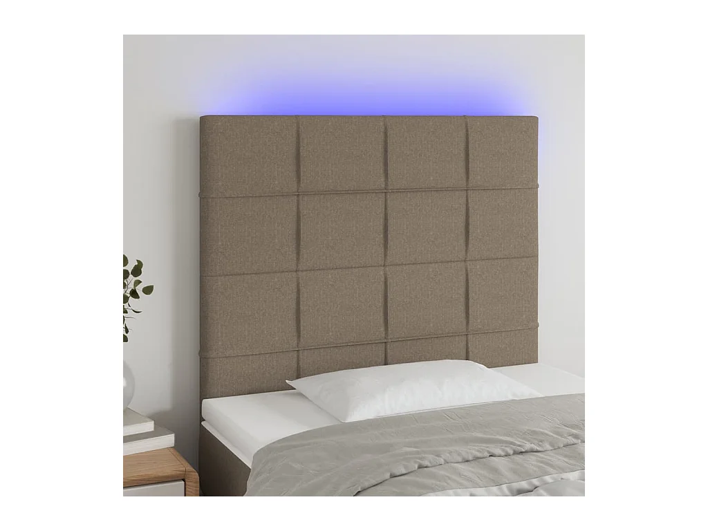 Tête de lit à LED Taupe 100x5x118/128 cm Tissu