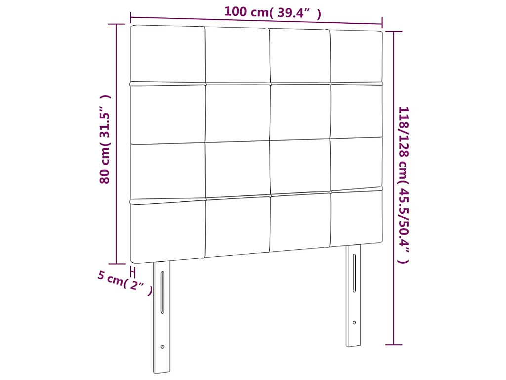 LED Kopfteil Taupe 100x5x118/128 cm Stoff