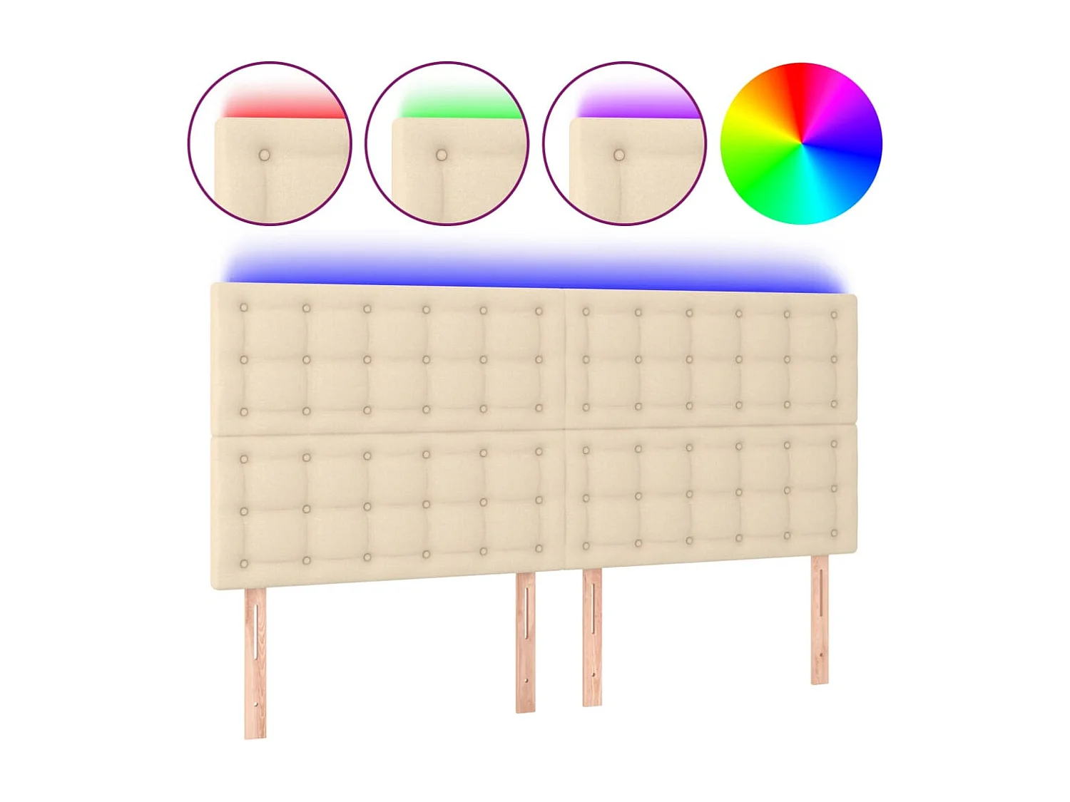 Tête de lit à LED Crème 180x5x118/128 cm Tissu