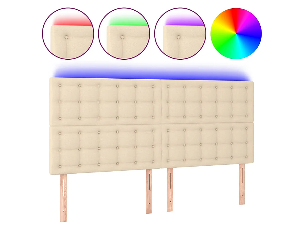 Tête de lit à LED Crème 180x5x118/128 cm Tissu