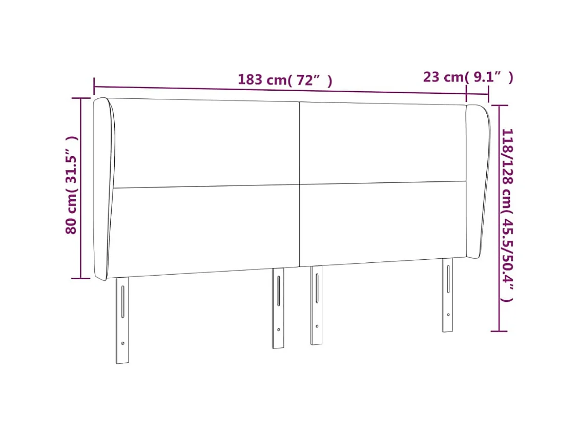 Kopfteil mit Ohren Creme 183x23x118/128 cm Stoff