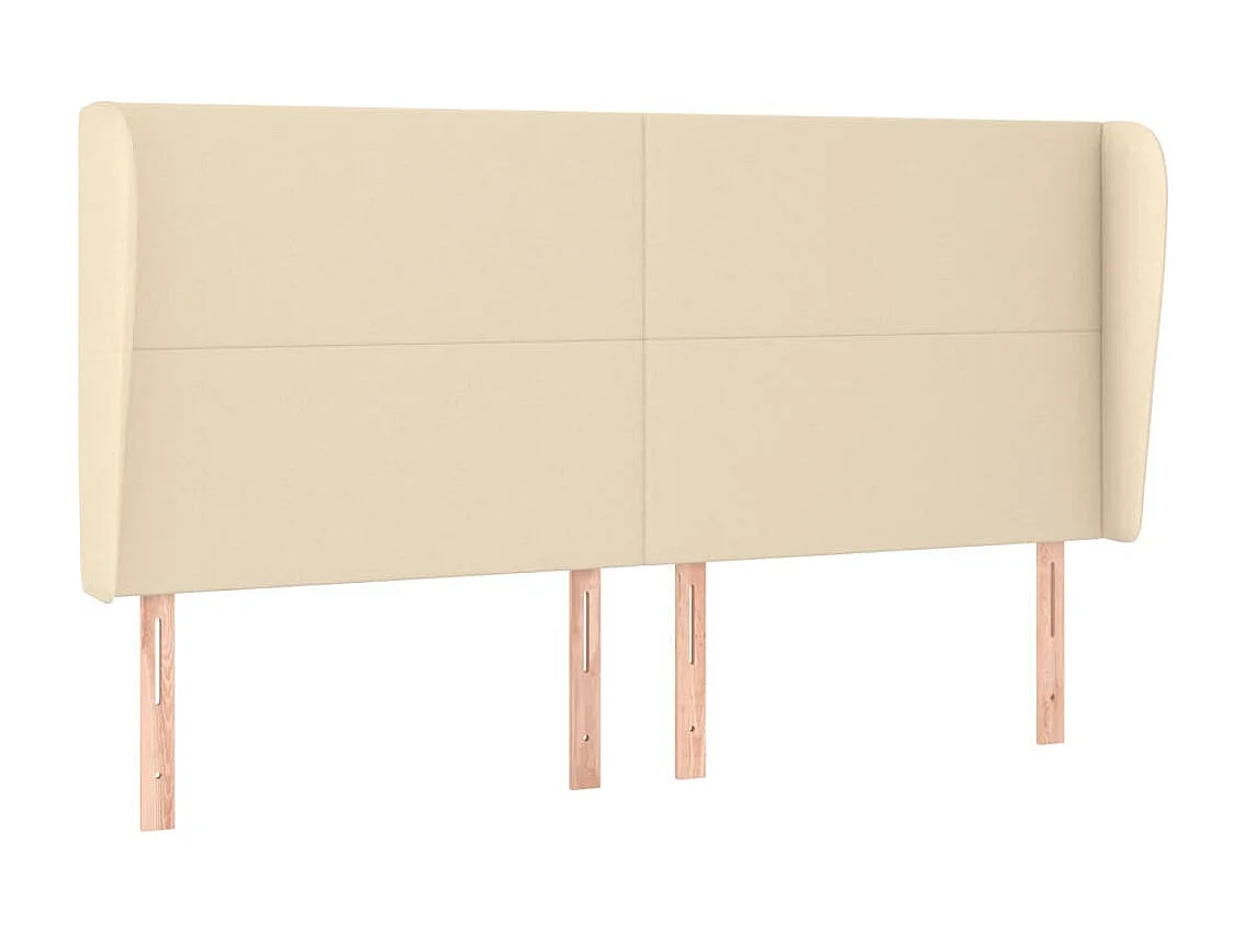 Hoofdbord met randen 183x23x118/128 cm stof crèmekleurig