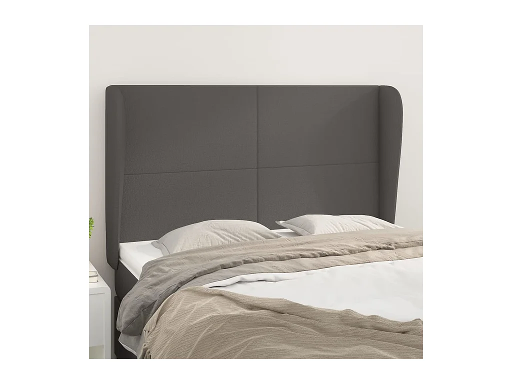 Tête de lit avec oreilles Gris 147x23x118/128 cm Similicuir