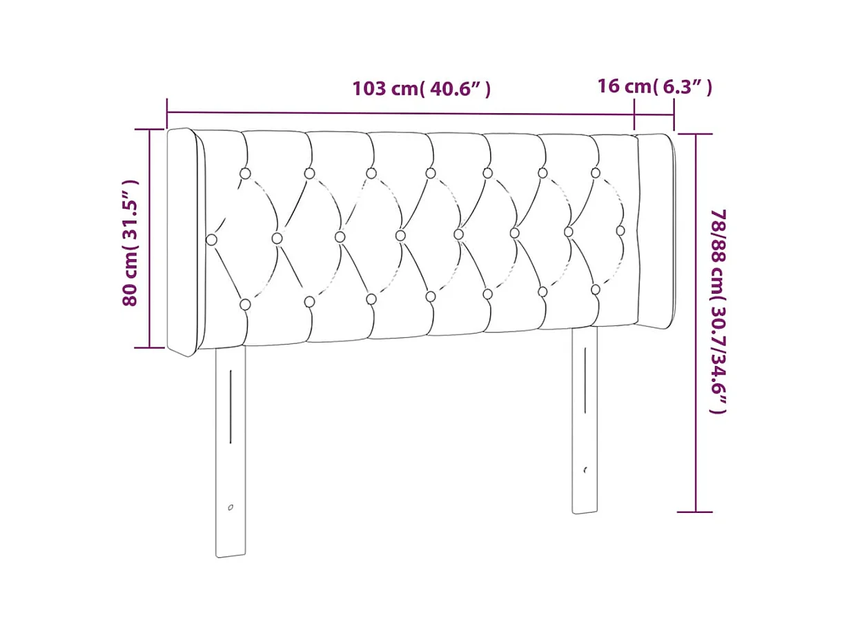 Tête de lit avec oreilles Taupe 103x16x78/88 cm Tissu