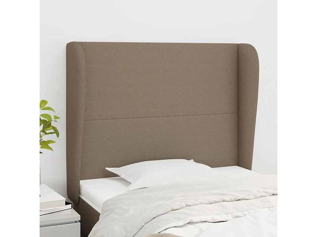 Hoofdbord met randen 93x23x118/128 cm stof taupe