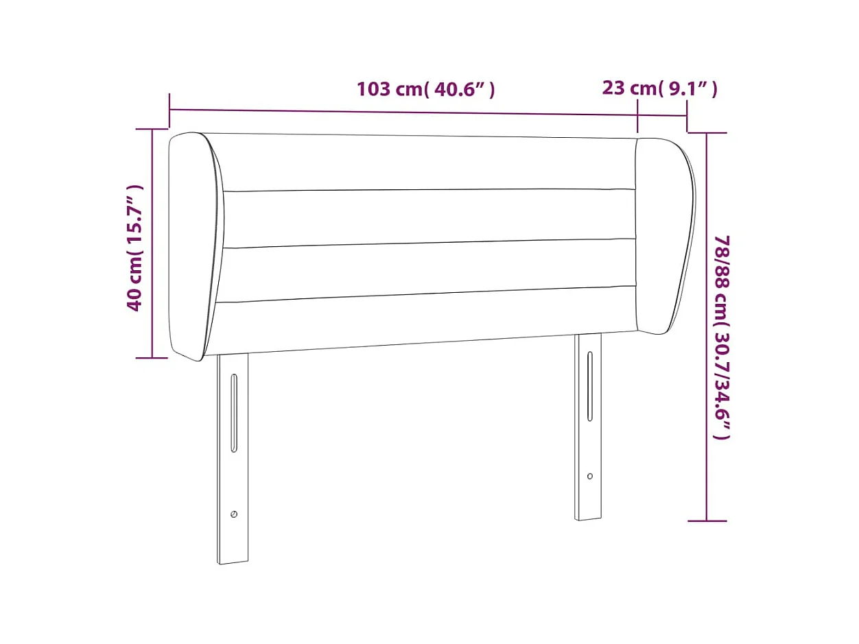 Tête de lit avec oreilles Rose 103x23x78/88 cm Velours