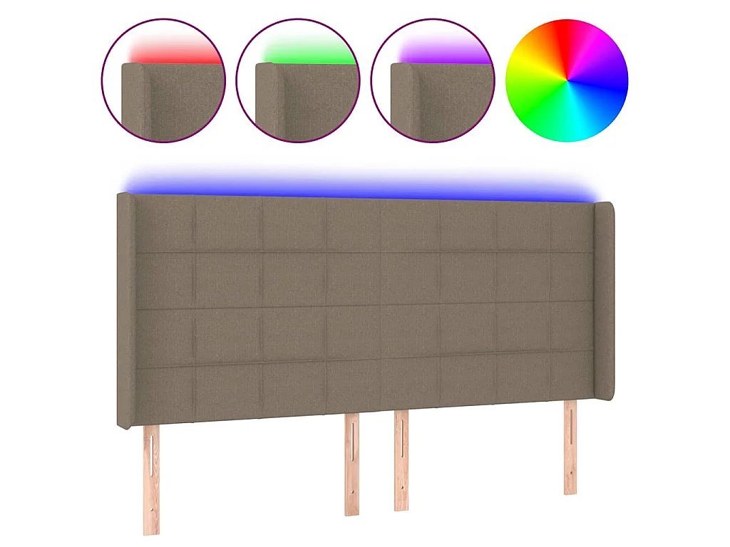 Hoofdbord LED 183x16x118/128 cm stof taupe