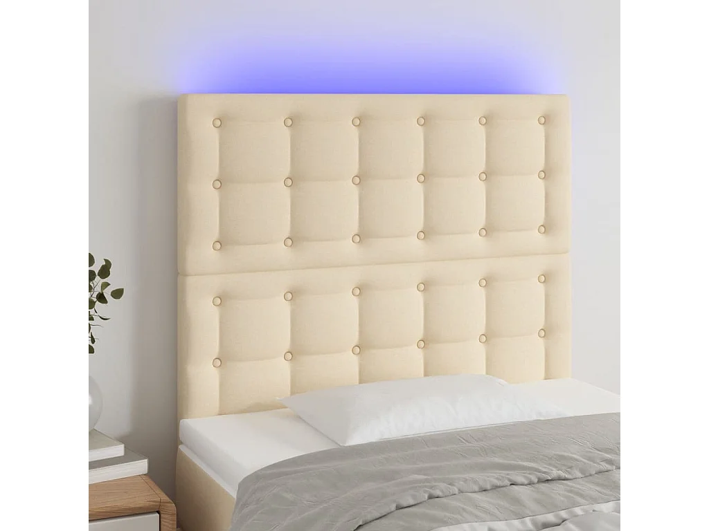 Testiera a LED crema 90x5x118/128 cm in Tessuto