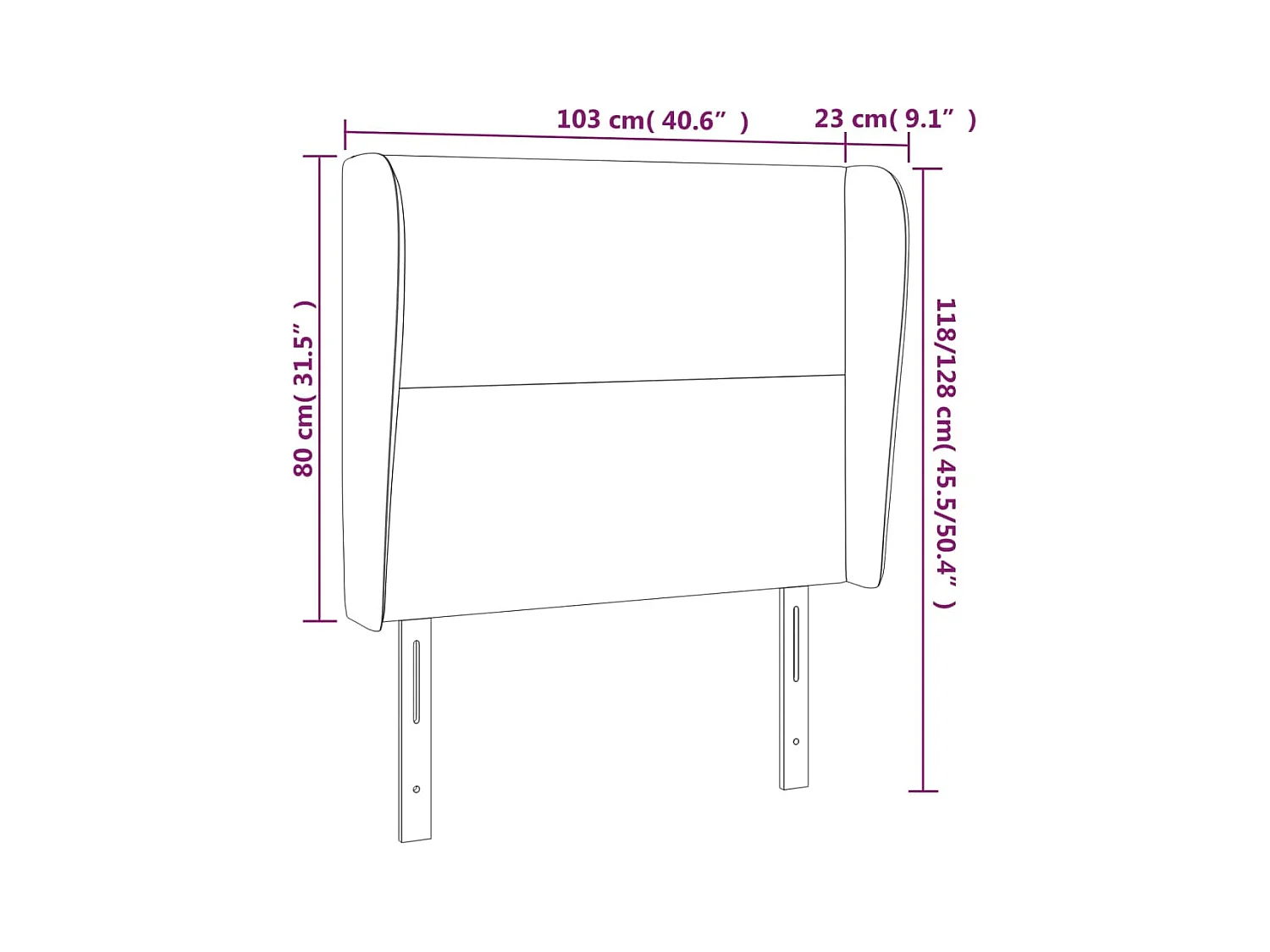 Hoofdbord met randen 103x23x118/128 cm stof blauw
