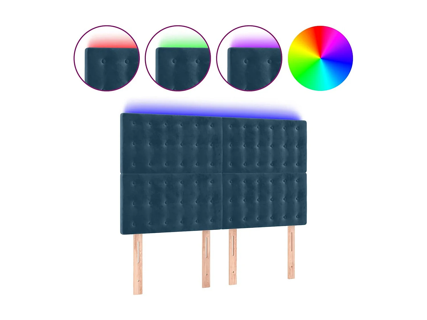 Tête de lit à LED Bleu foncé 144x5x118/128 cm Velours