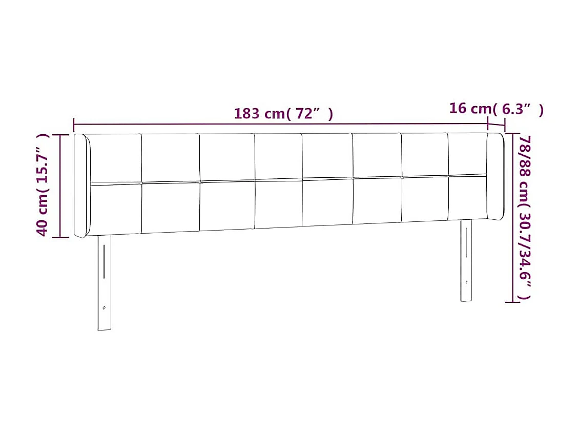 Tête de lit à LED Bleu foncé 183x16x78/88 cm Velours