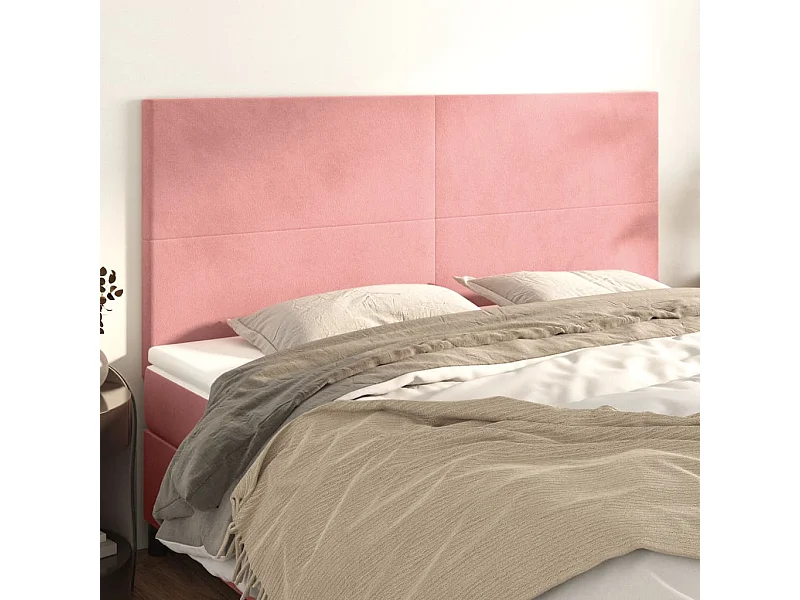Hoofdbord roze 160x5x118/128 cm fluweel