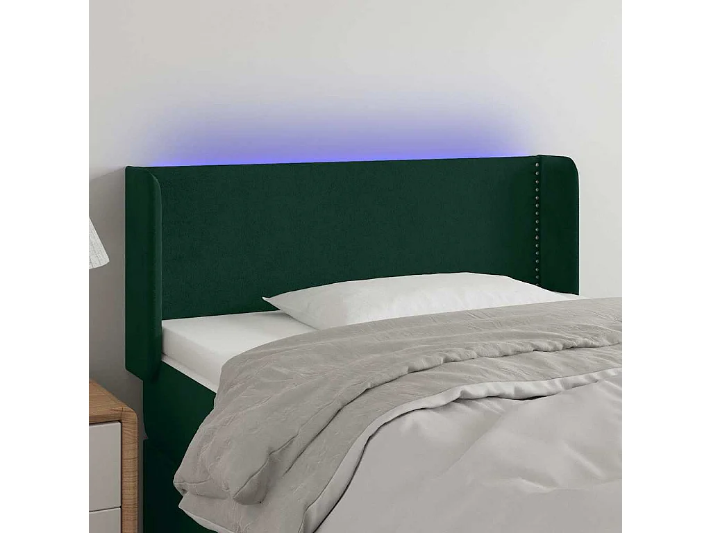 Testiera a LED Verde Scuro 83x16x78/88 cm in Velluto