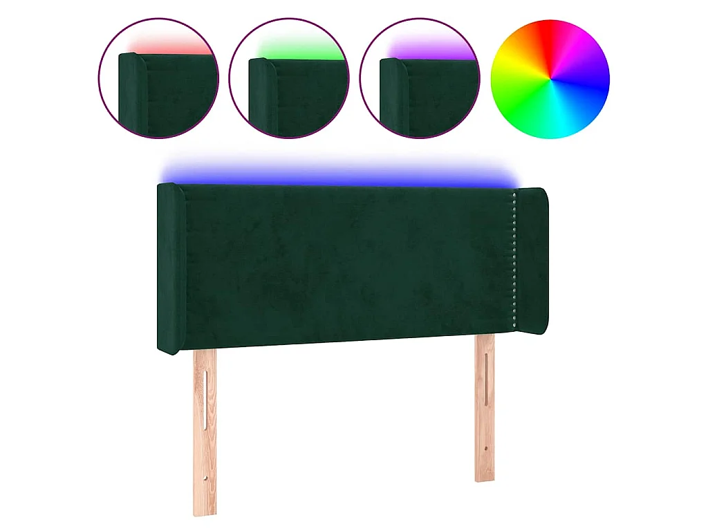 Testiera a LED Verde Scuro 83x16x78/88 cm in Velluto