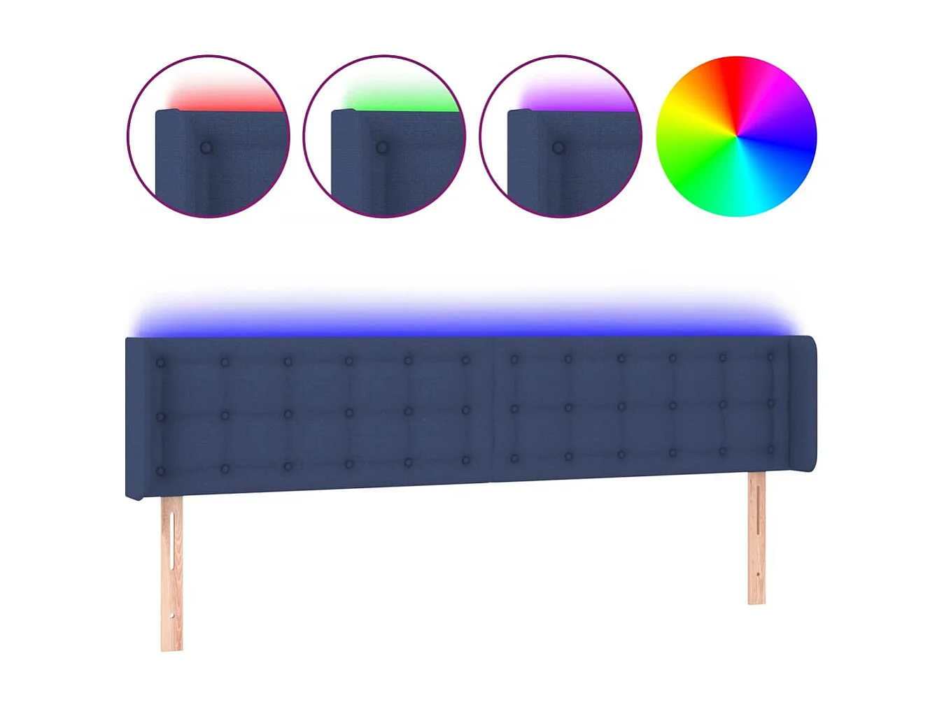Hoofdbord LED 183x16x78/88 cm stof blauw