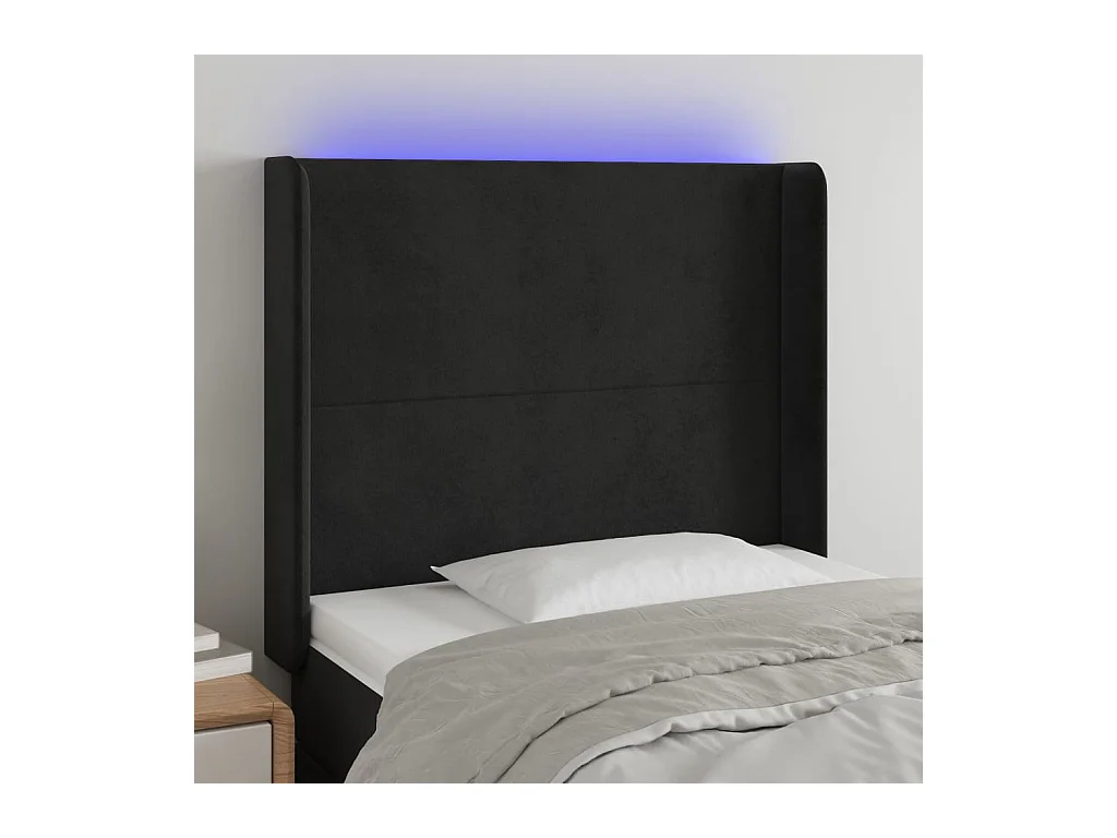 Tête de lit à LED Noir 93x16x118/128 cm Velours