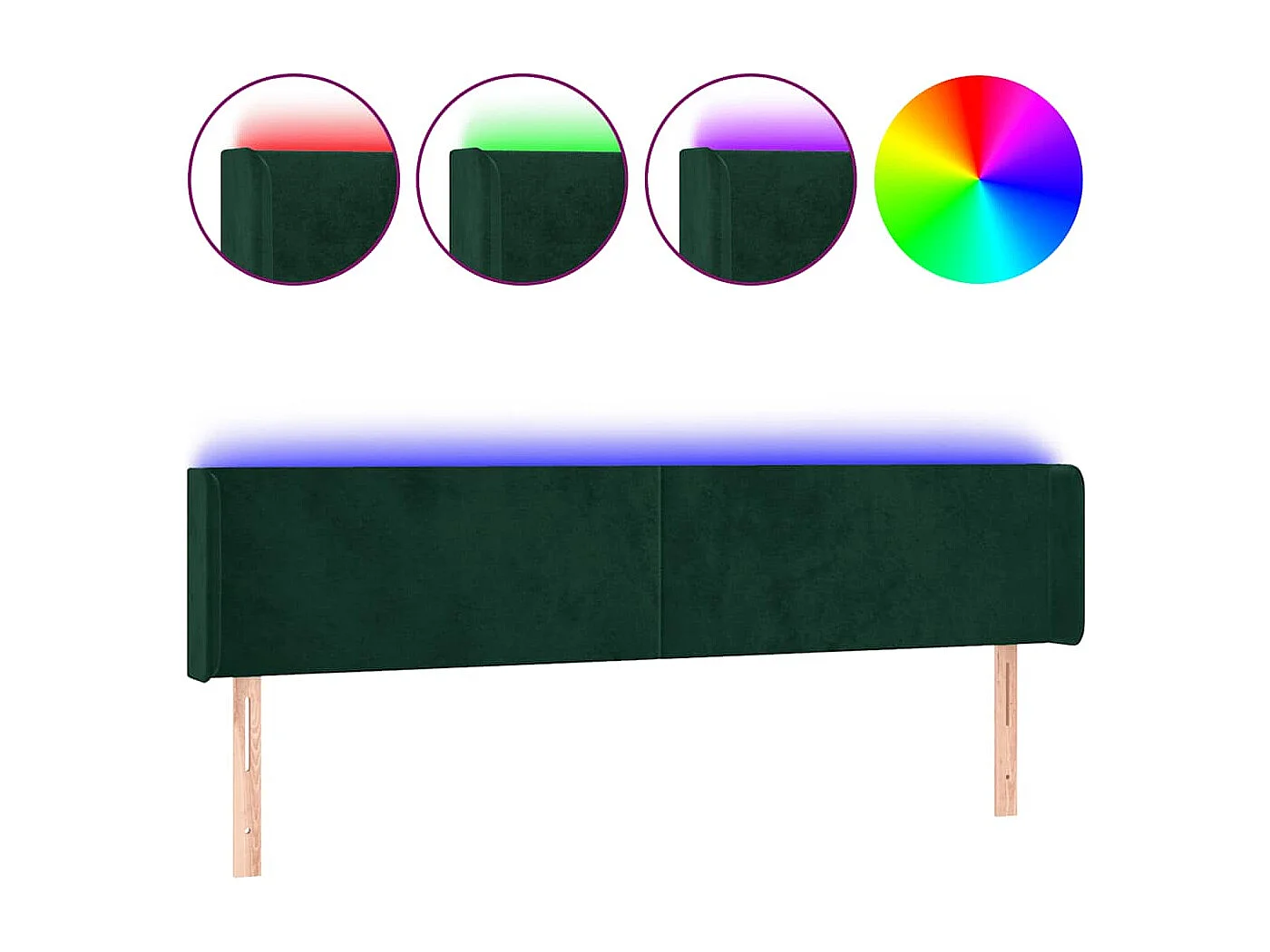 Tête de lit à LED Vert foncé 203x16x78/88 cm Velours