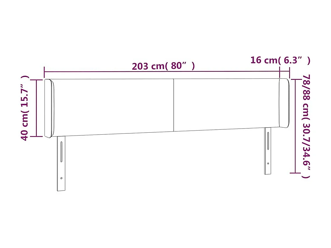 Tête de lit à LED Vert foncé 203x16x78/88 cm Velours