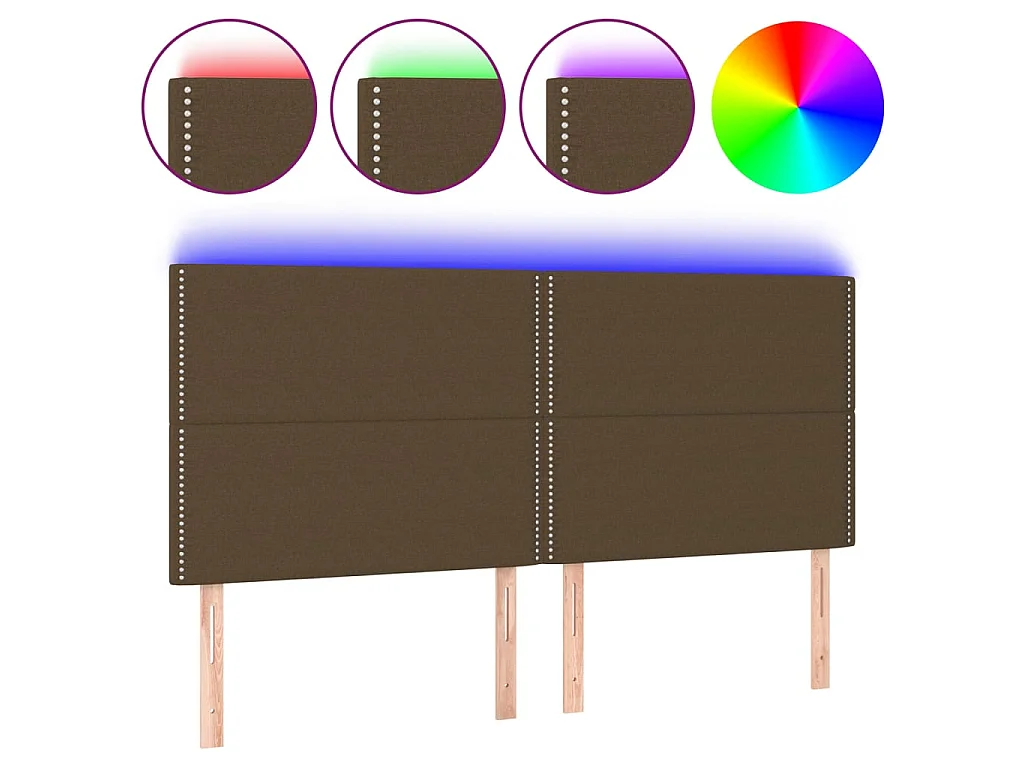 Testiera a LED Marrone scuro 200x5x118/128cm in Tessuto